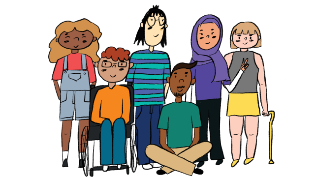 illustration of 6 diverse young people